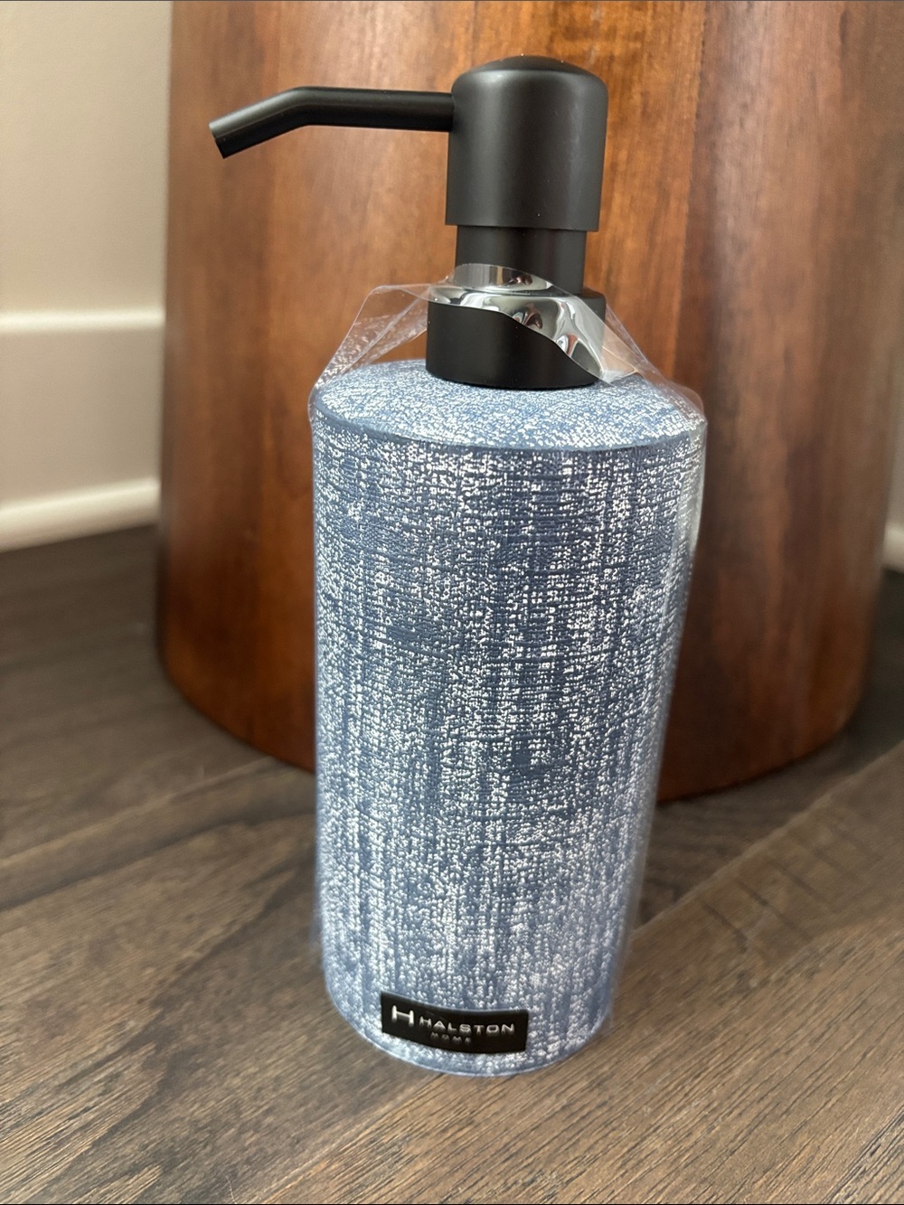 Halston Home Soap Dispenser,resin,plastic pump, cylindrical shape,bath,kitchen